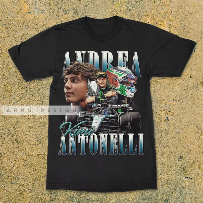 T-shirt unisexe 100% coton avec motif Kimi Antonelli champion, nouvelle collection été 2026, chemise