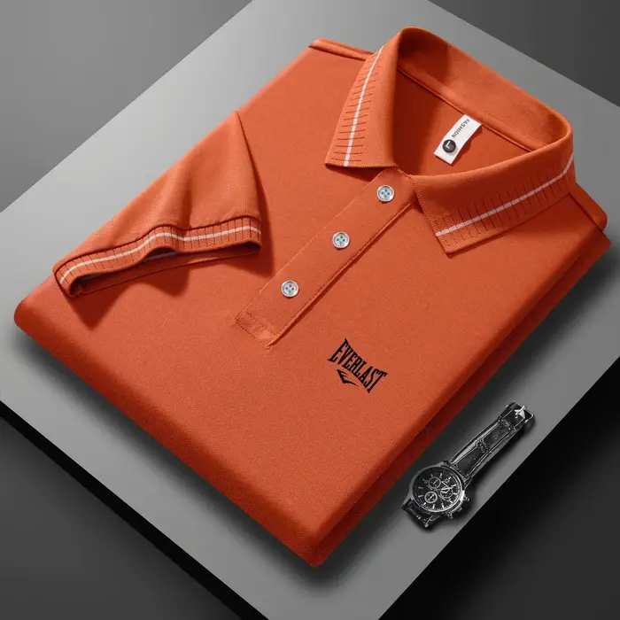 Polo Homme de Luxe à Manches Courtes avec Lettres Gaufrées