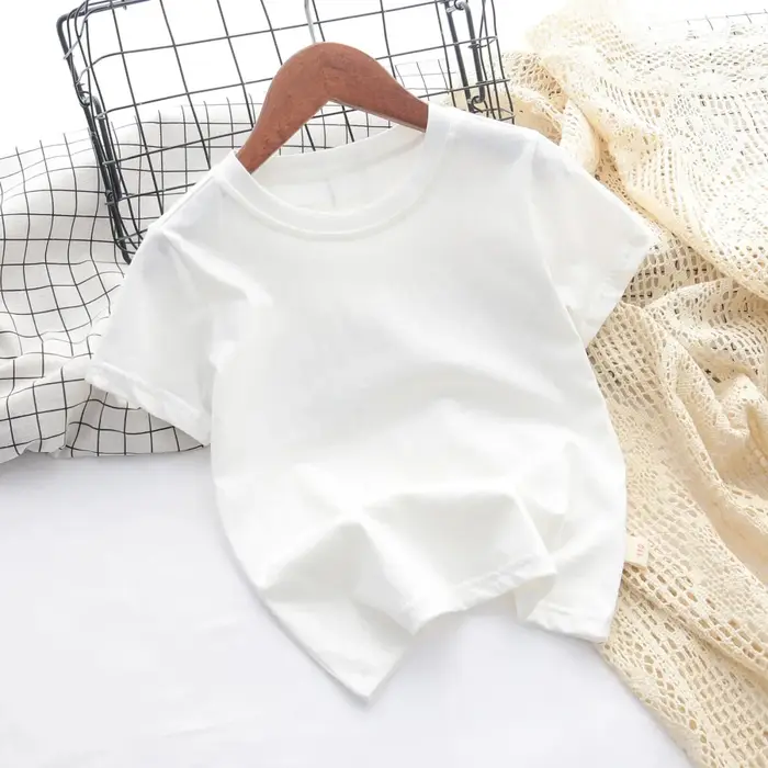 100% coton 180gsm tissu enfants garçon fille T-Shirt 2025 nouveau été femmes à manches courtes T-Shi