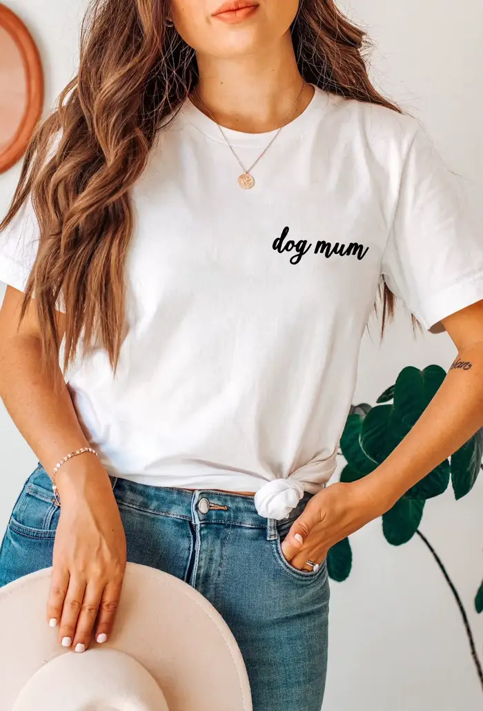 T-shirt de poche à manches courtes pour femme, chemise scopique pour maman et chien, haut mignon