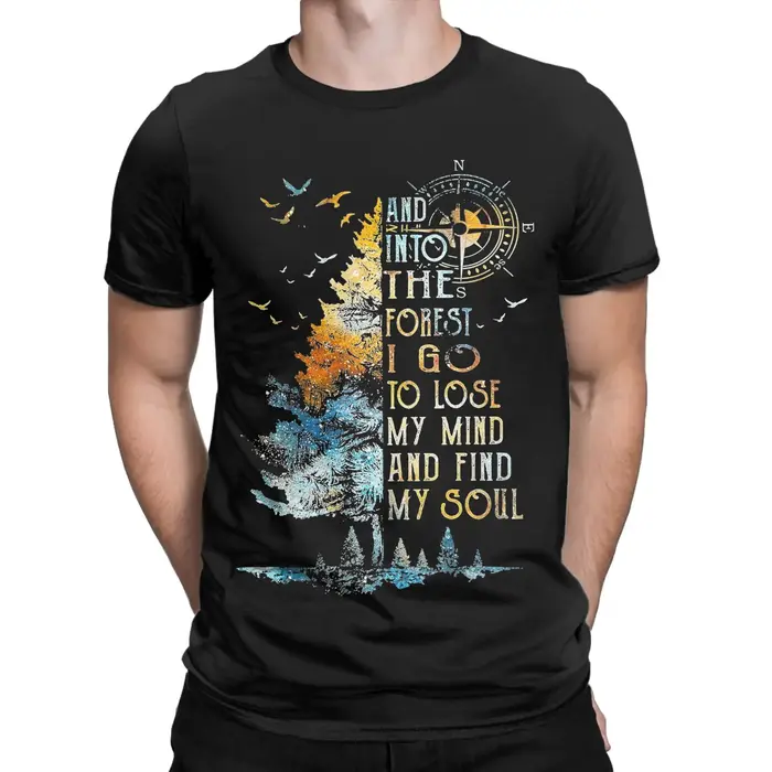 Chemise de randonnée en forêt – T-shirt avec citation de nature inspirante pour camping-cars