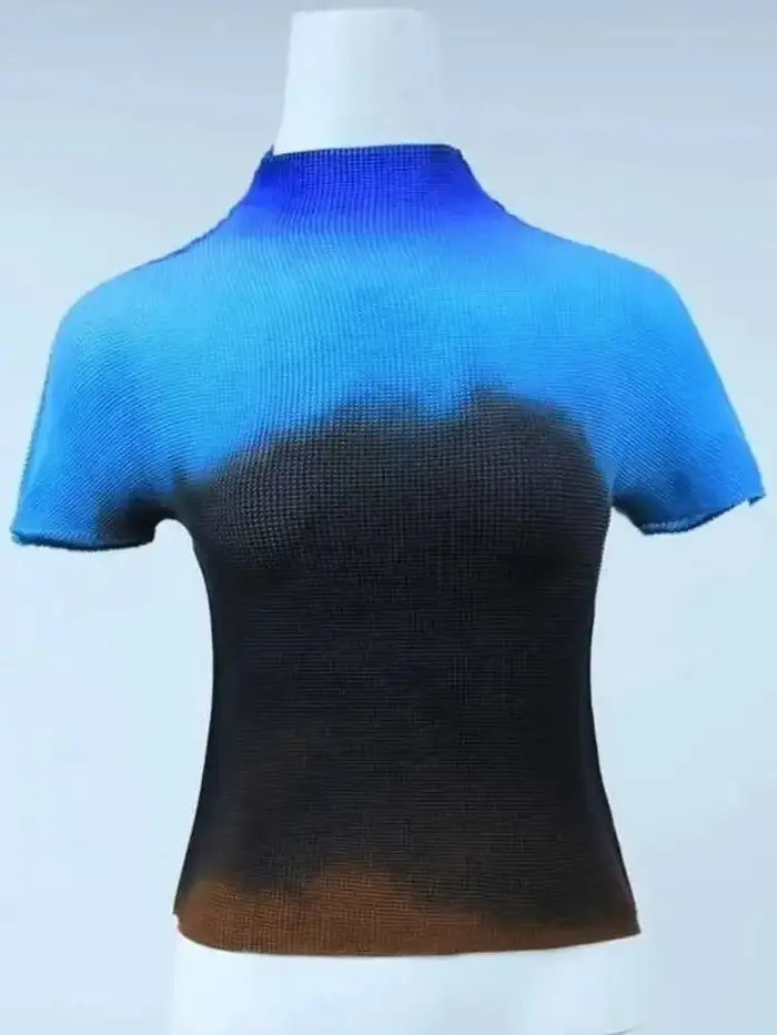 LANMREM 2025 été nouveau T-shirt tout-match pour Famale haute qualité Style mince tissu élastique à manches courtes hauts femmes décontracté YJ780