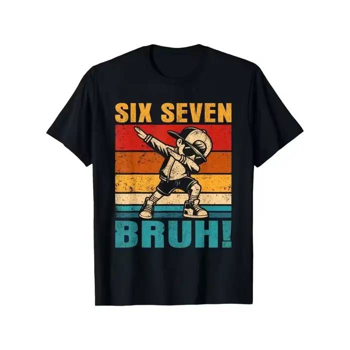 T-shirt amusant Six Seven Bruh Meme Internet pour garçons et filles, design numérique 67 avec danse