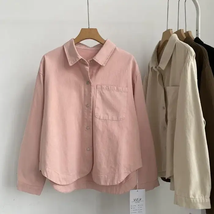 Polo rétro Simple et élégant à revers, chemise à manches longues, nouvelle veste Cardigan à simple b