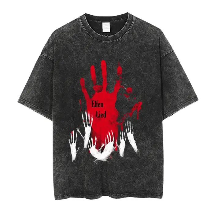 Elfen Lied Lucy Manga T-shirt graphique Vintage lavé surdimensionné
