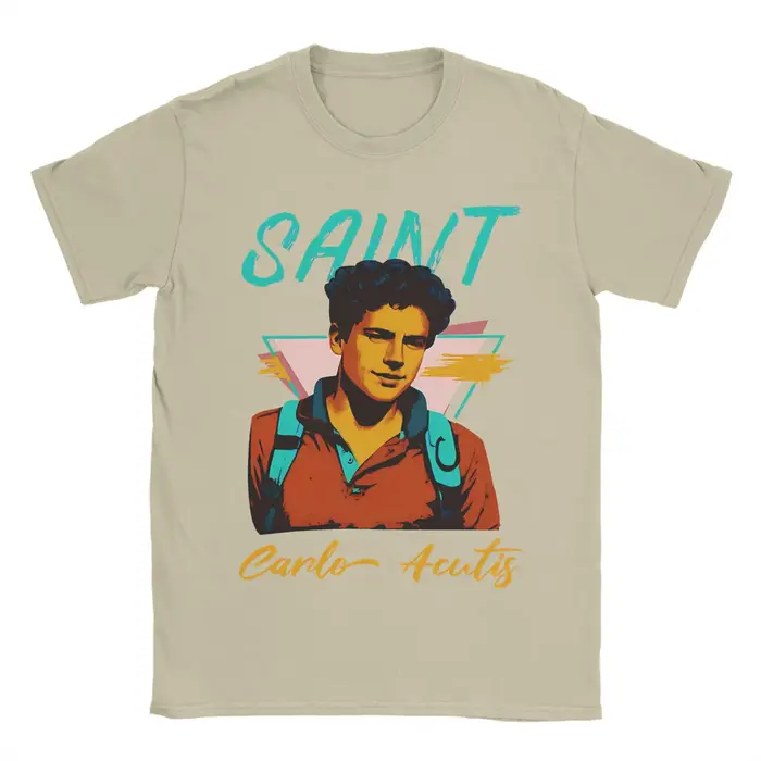 Drôle Carlo Acutis T-Shirts hommes col rond 100% coton t-shirt à manches courtes