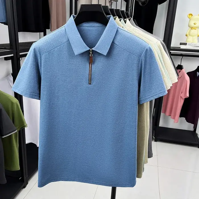 Polo pour homme à col demi-zip