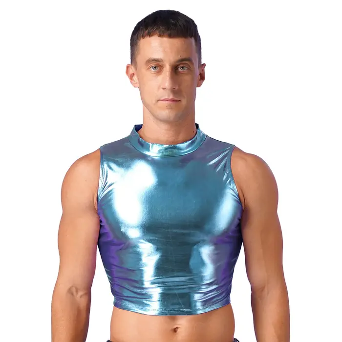 Haut court métallique Sexy pour hommes