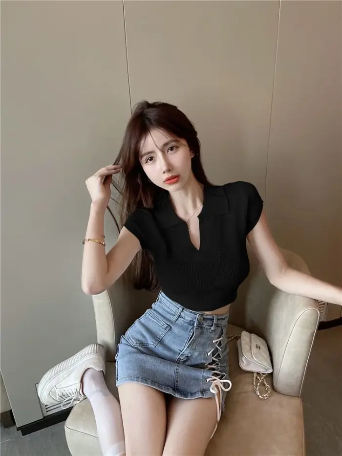Polo Slim Neck Sexy Blouse pour femme