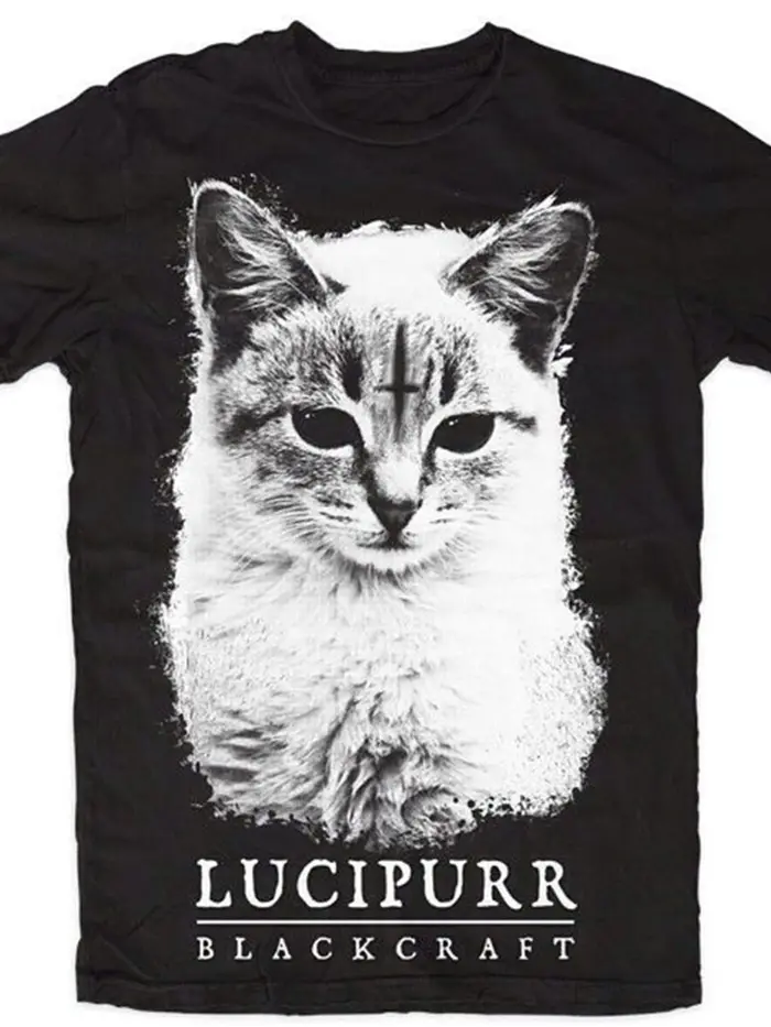 T-shirt pour homme - Imprimé Lucipurr Blacraft - Vêtements décontractés tendance, pour les passionné