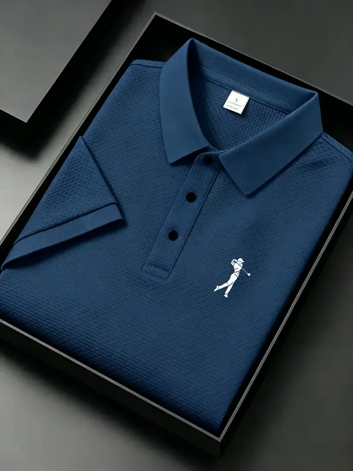Polo jacquard pour homme avec silhouette de golfeur
