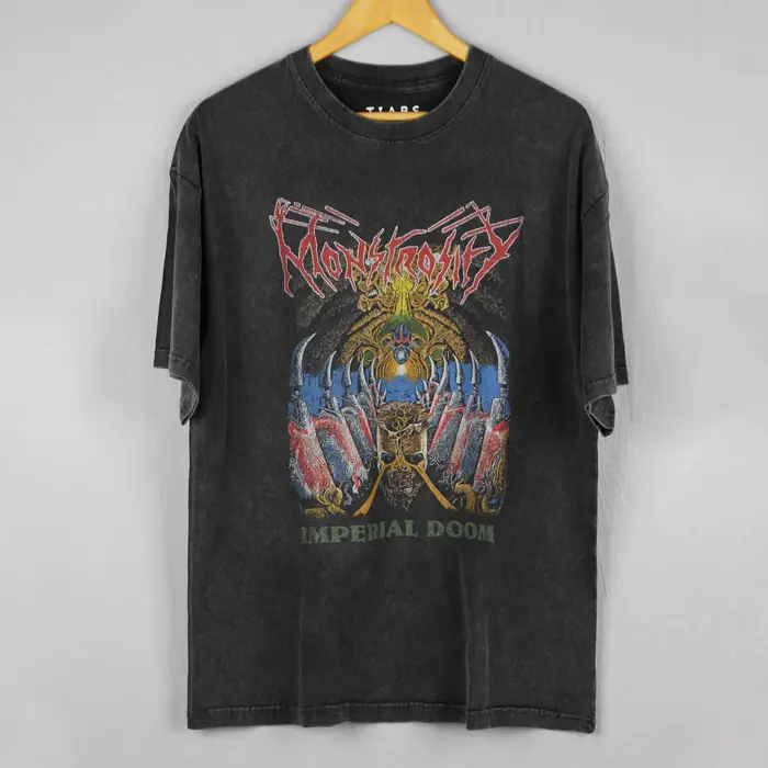 Monstrosity T-Shirt 80S Death Metal Malevolent Creation lavé ample épaule tombante rétro coton manches courtes chemise