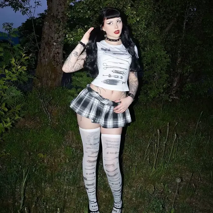 Harajuku Punk Goth Sexy culture hauts femmes été 90s Grunge graphique Punk haut imprimé mode mince h