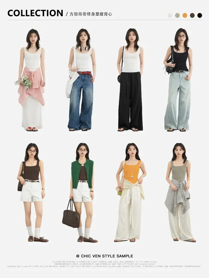 CHIC VEN femmes réservoirs solide ample décontracté nouveau col carré débardeur femme haut coupe ajustée pull Camis été 2025 vêtements