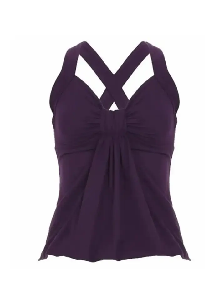 Aoaiiys Débardeur Violet Plissé Halter pour Femme