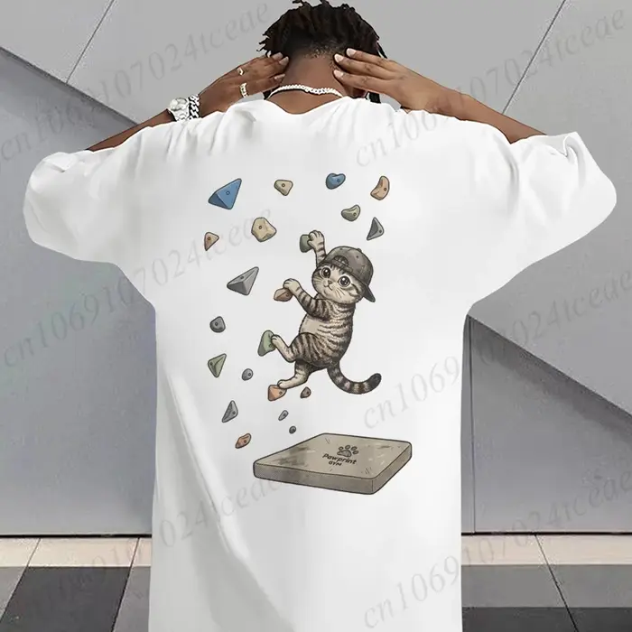 T-shirt graphique chat grimpeur pour hommes et femmes
