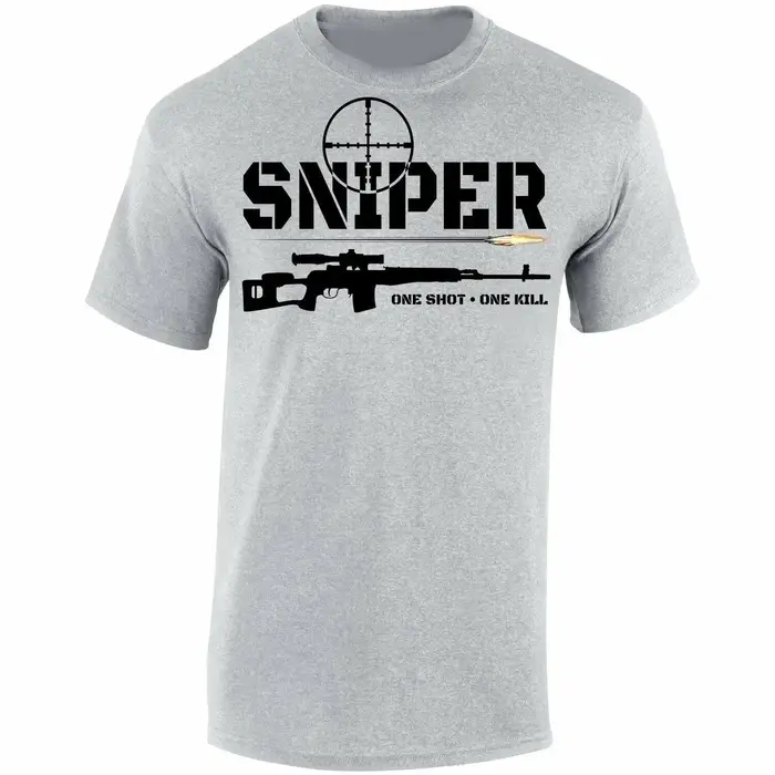 Conception Unique Sniper One Shot One Kill T-shirt coton à manches courtes col rond hommes