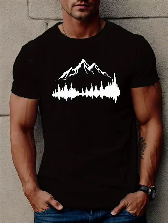 Mode montagne graphique T-shirts pour hommes été