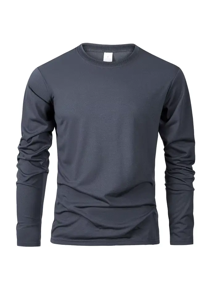 T-shirts à manches longues pour hommes T-shirts décontractés à col rond évacuant l'humidité hauts po
