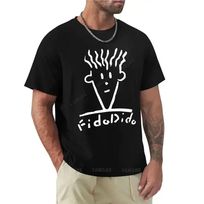 Homme noir t-shirts été T-shirt Fido Dido visage