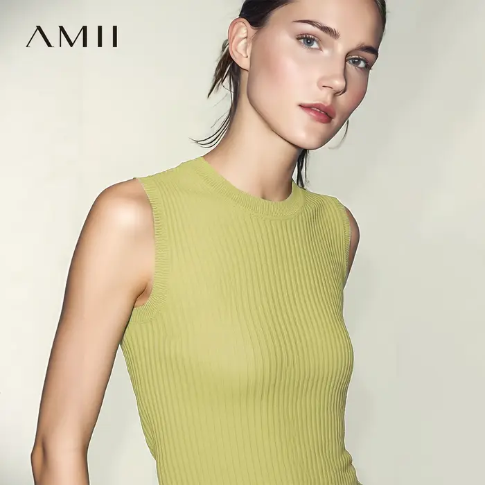 Débardeur Amii pour femme – Nouvelle collection été 2026 – Coupe droite sans manches – Couleur unie – Gilet polyvalent