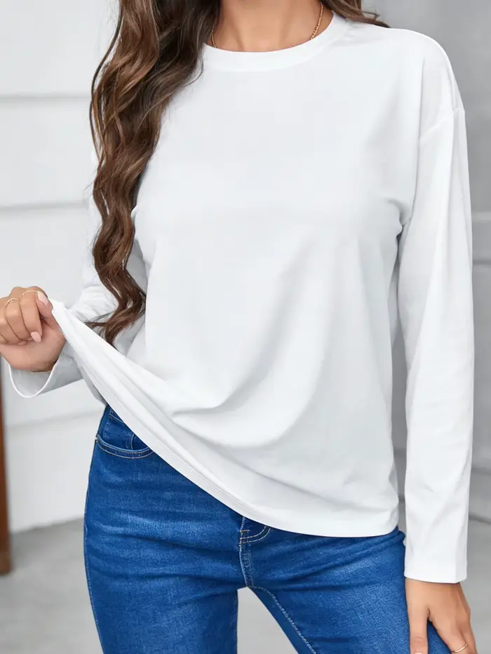 T-shirt à manches longues pour femme - Un haut basique polyvalent adapté à toutes les saisons