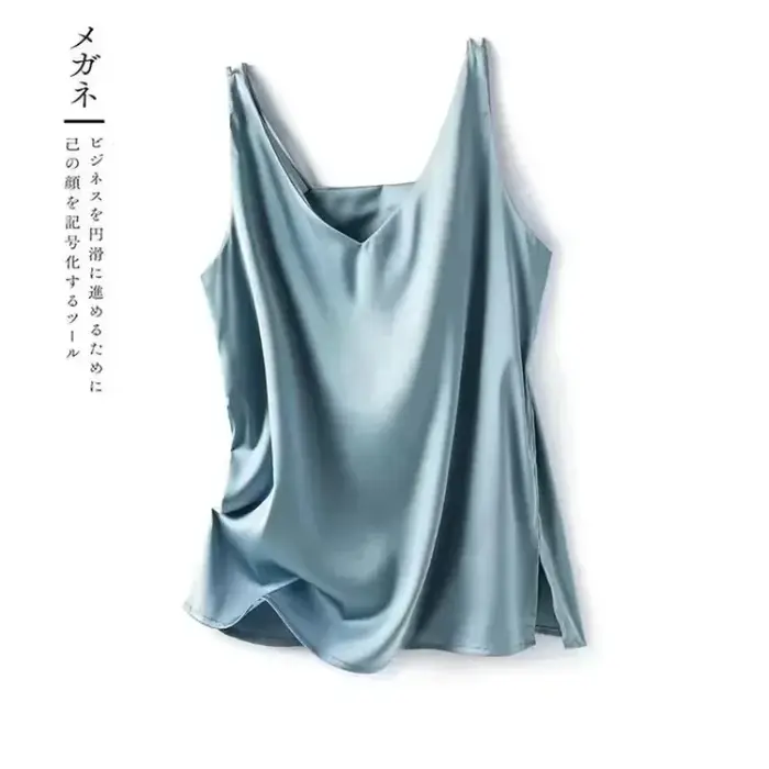 Femme T-shirts élégant soie Satin Blouse sans manches
