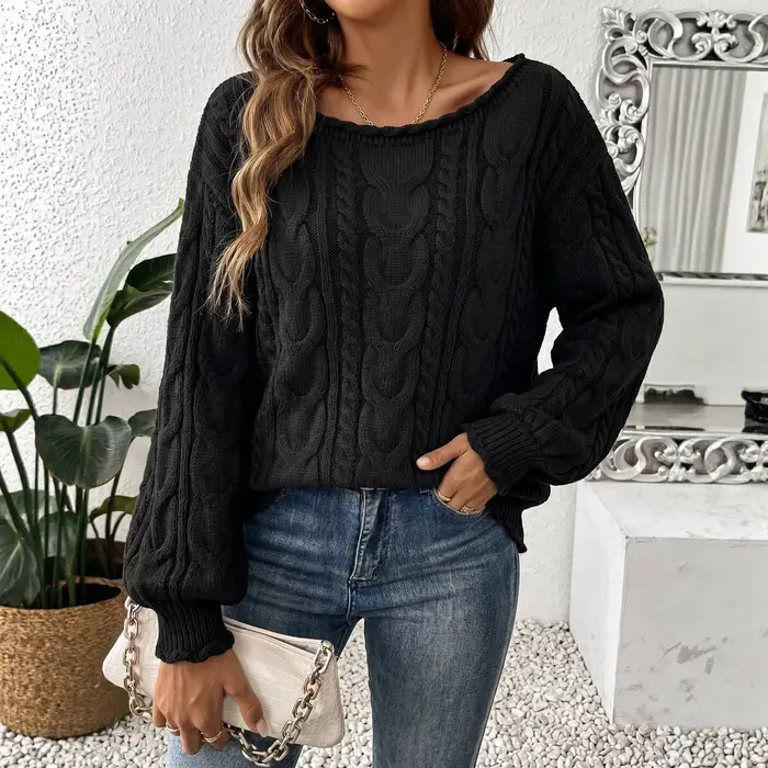 Hauts pour femmes, vêtements pour femmes en tricot à col rond, pull ample, automne et hiver, nouveau