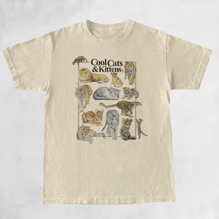 Cool chats et chatons Vintage T-Shirt femmes ample à manches courtes mignon félin