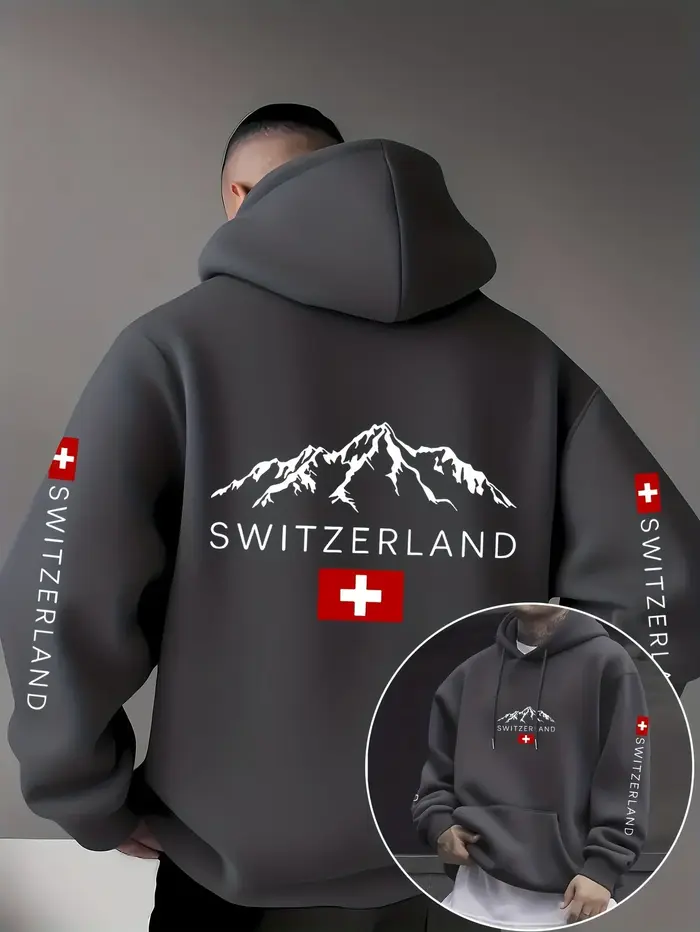 Sweat-shirt à capuche unisexe avec imprimé montagne Suisse, sport, extérieur, décontracté, streetwea