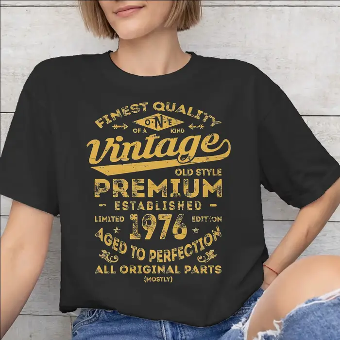 T-shirt imprimé vintage 1976 pour hommes et femmes