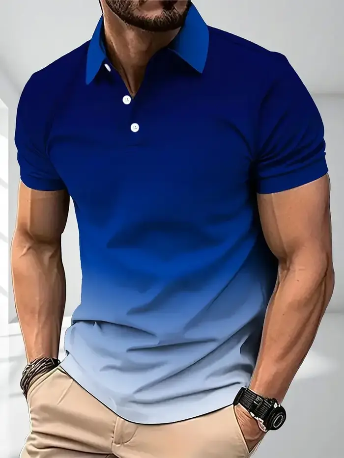 Polo homme à blocs de couleur dégradés