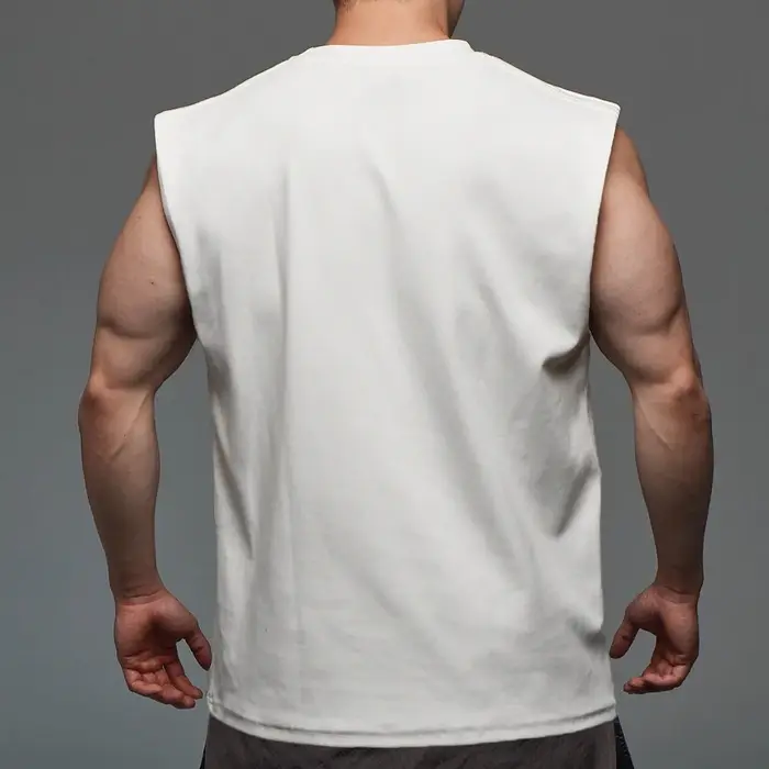 Débardeur à épaules larges pour hommes, haut court décontracté et ample, vêtements d'entraînement, chemise sans manches