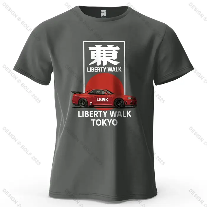 T-shirt imprimé Liberty Walk Tokyo pour hommes, en coton, surdimensionné, élégant, avec motifs graph