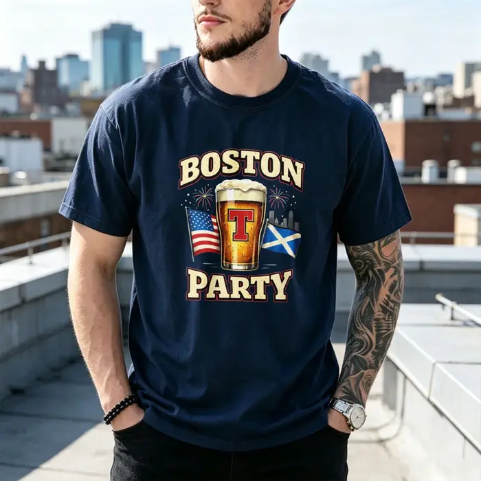 T-shirt de football Écosse Boston T-Party 2026 – T-shirts amusants à l'effigie de la bière écossaise – Hauts pour fans
