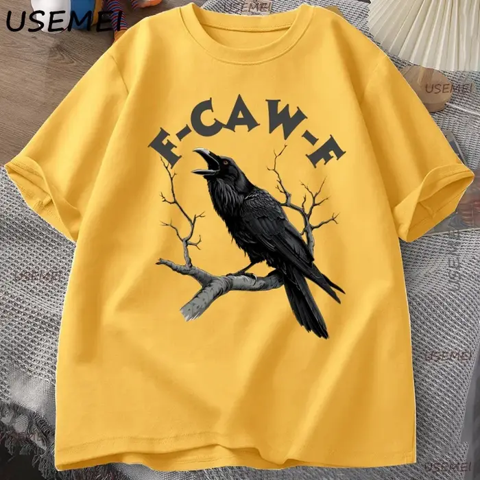 F Caw drôle corbeau T-shirt hommes femmes Humor désengré Animal T-shirt en vrac Vintage graphique t-shirts coton confortable mâle vêtements