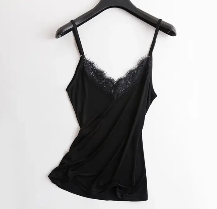 Soie debardeur femme dentelle femmes sous vetement satin