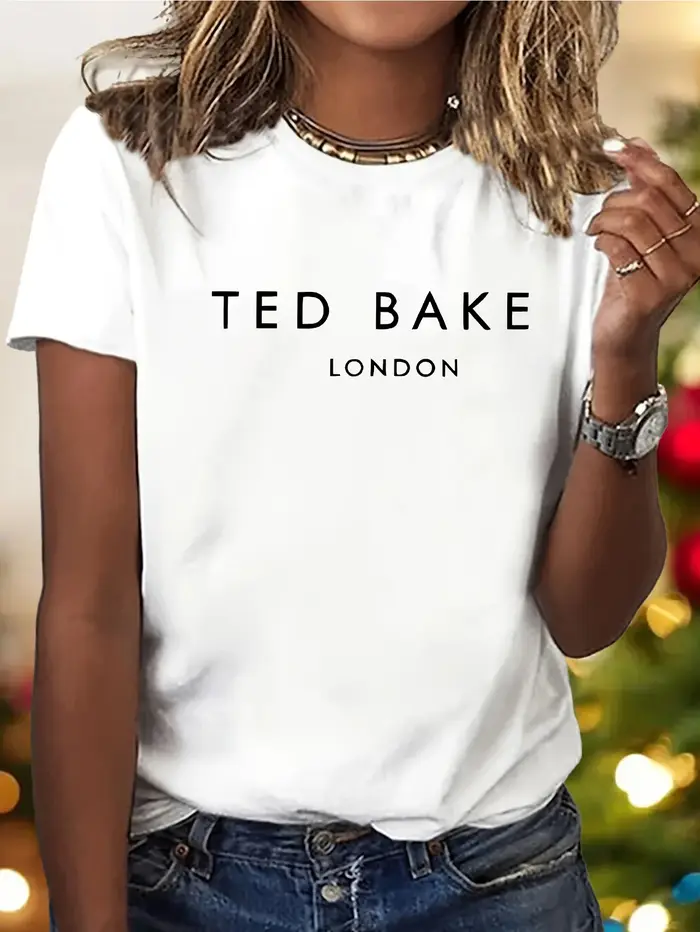 TEDBAKE LONDON T-Shirt imprimé graphique doux et extensible pour femme