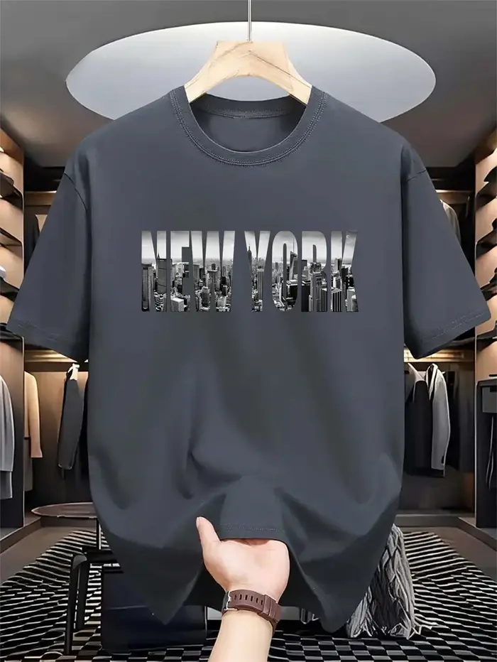 Mode Simple New York Lettres T-shirts Pour Hommes D'été À La Mode Hip Hop 3D Imprimé T-shirts Lâche