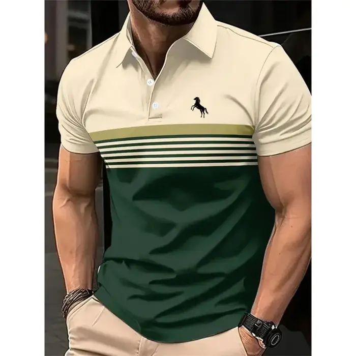Chemises polo à rayures simples pour hommes