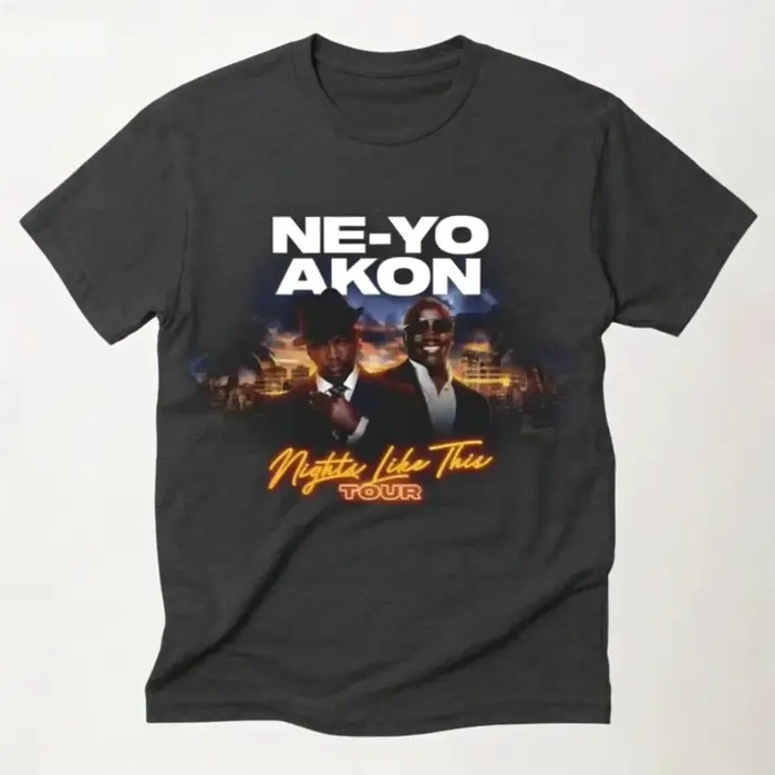 T-shirt Ne Yo Akon 2026 Nouvelle Tournée Night Like This – Haut Décontracté Tendance pour le Quotidien