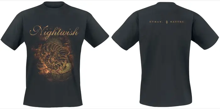 Nightwish Humain. :II: Nature. T-shirt en coton à imprimé Nautilus Fossil, Symphonic Metal Streetwea