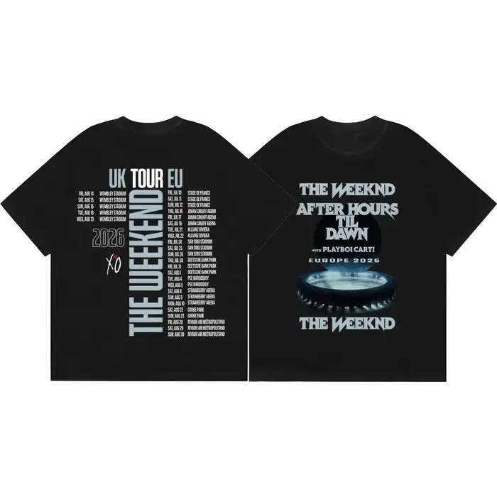 T-shirts The Weeknd After Hours Til Dawn Tour 2026, T-shirts à manches courtes tendance Hip Hop, T-s