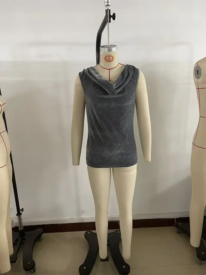 Nouveau Gilet en Velours Sans Manches Col V Tendance pour Femme – Haut Décontracté Couleur Unie Confortable Style Transoceanique pour l'Été