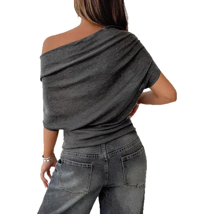 T-shirt sexy et tendance à épaules dénudées pour femme