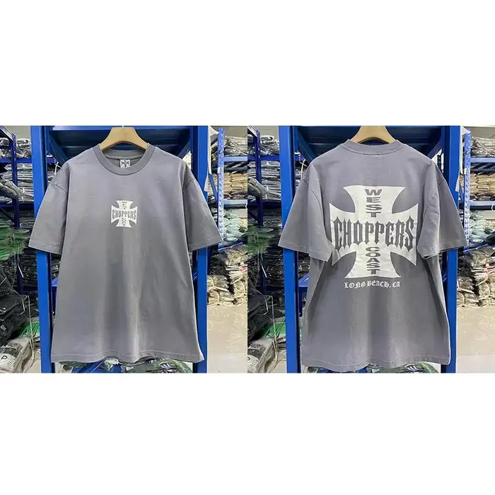 T-shirt West Coast Choppers style Wasteland, délavé, coupe ample, imprimé vintage, manches courtes, 