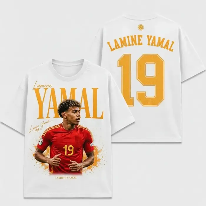 Lamine Yamal Espagne NO.19 T-shirt Homme et Femme Été 100% Coton Vêtements Y2K Mode Haute Qualité Haut à Manches Courtes Streetwear