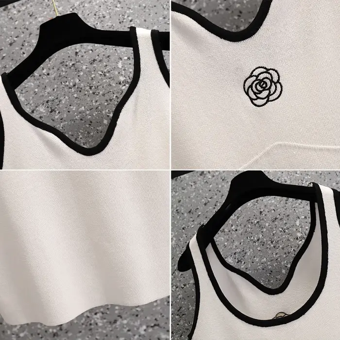 T-shirt sans manches à fleurs blanches pour femmes