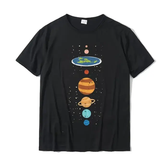 T-shirt plat en coton pour hommes, tee-shirt mignon, tee-shirt drôle de la théorie du complot, terre