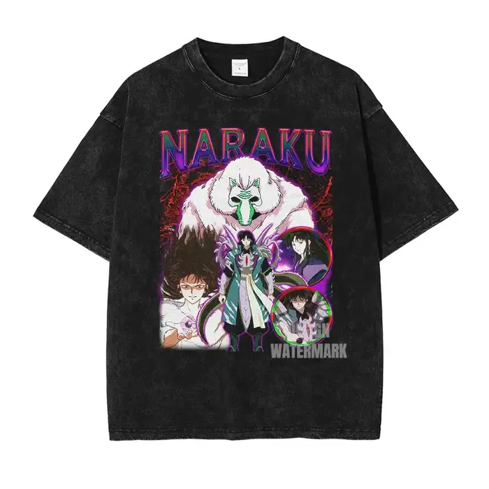 Anime i-inuyasha T-shirts surdimensionné Vintage lavé Sesshoumaru T-shirt rétro à manches courtes haut